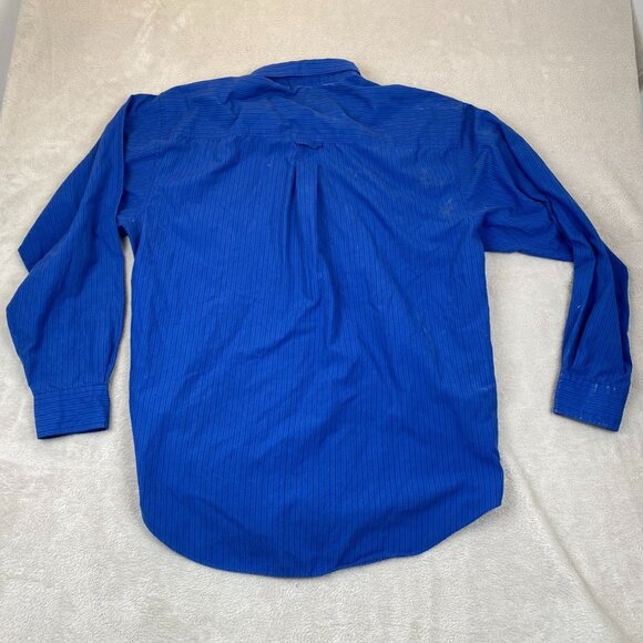 Vintage Levis Men Shirt Large Silver Label Long Sleeve Button Up Pinstriped Blue - Picture 11 of 11
